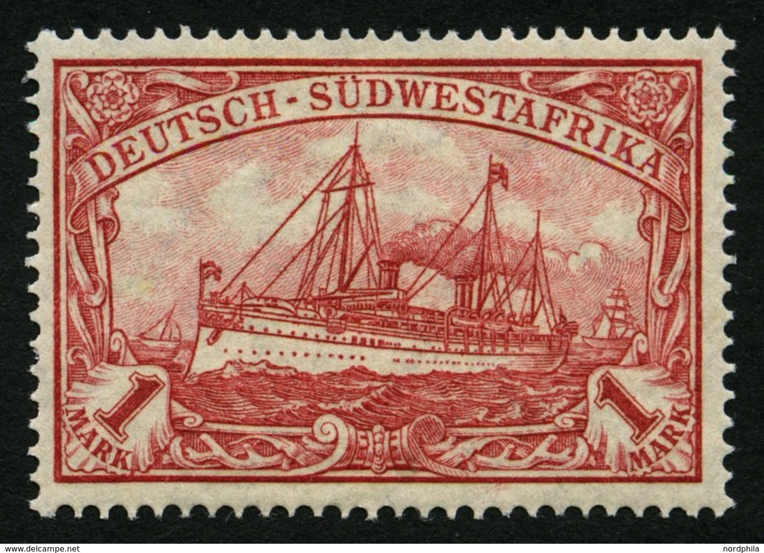 DSWA 29B *, 1919, 1 M. Rotkarmin, Mit Wz., Gezähnt B, Falzrest, Pracht, Mi. 50.- - Africa Tedesca Del Sud-Ovest