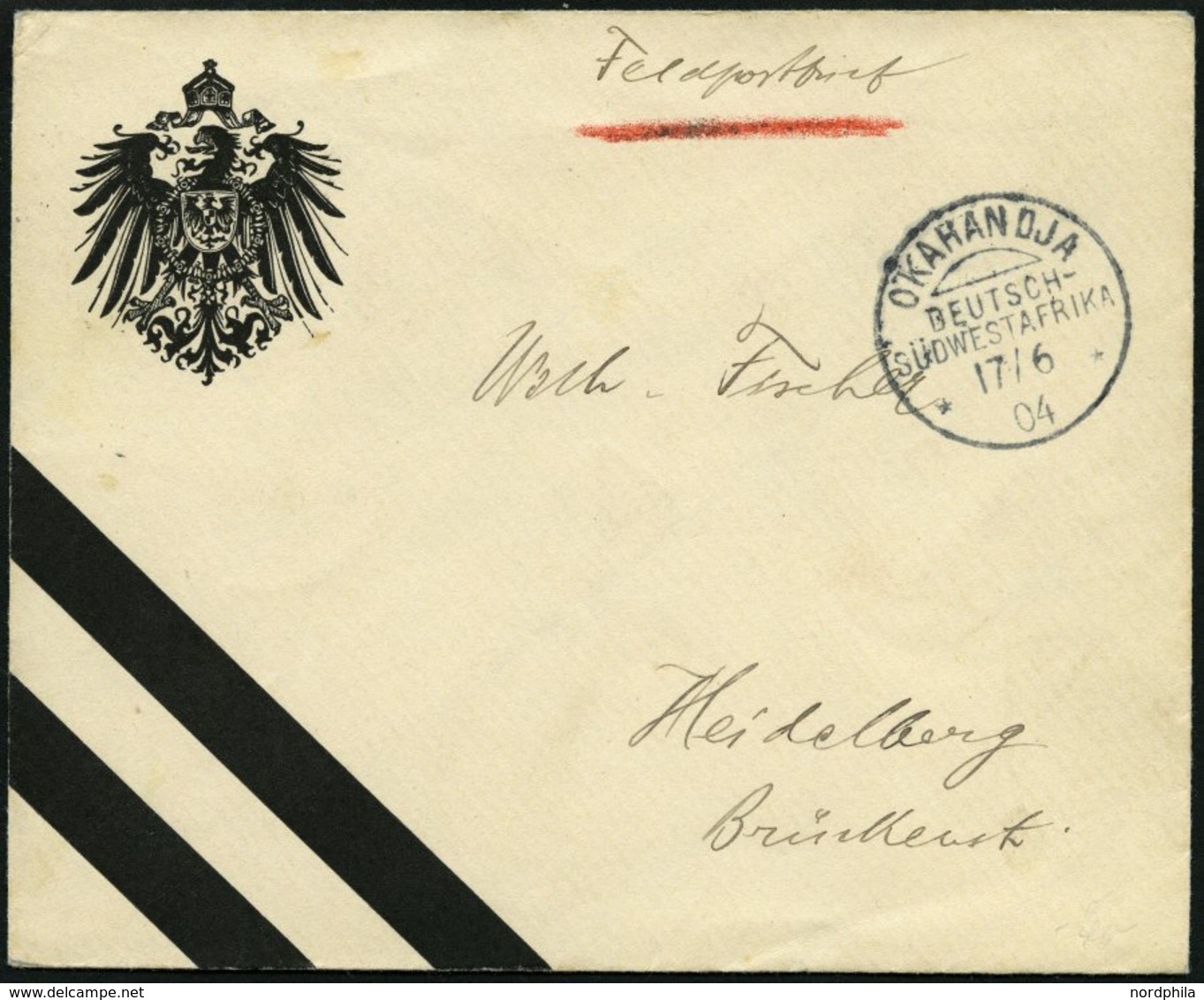 DSWA OKAHANDJA, 17.6.04, Patriotischer Feldpostbrief Von Der II. Kompanie Nach Heidelberg, Pracht - Africa Tedesca Del Sud-Ovest