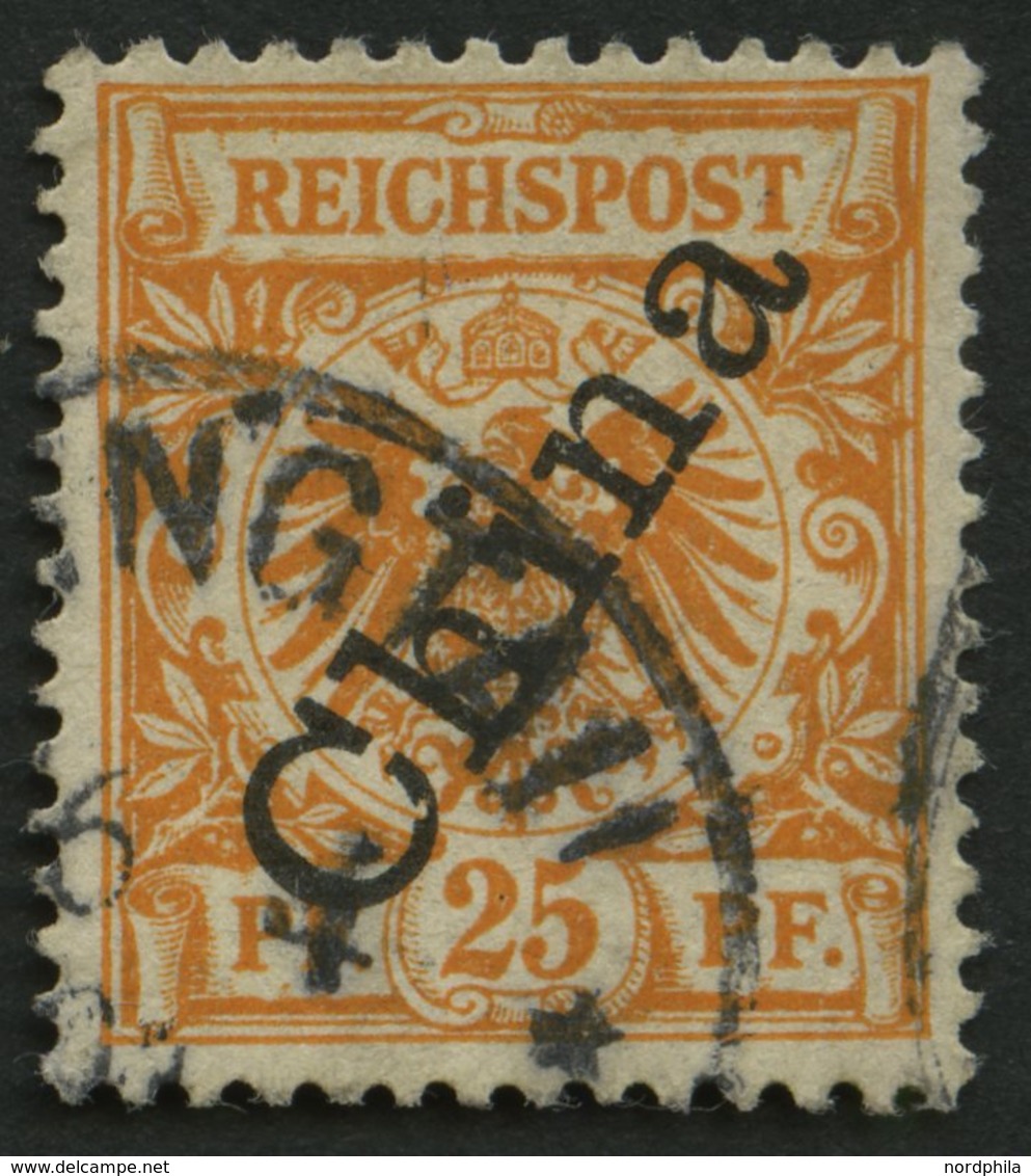 KIAUTSCHOU M 5IIa O, 1901, 25 Pf. Gelblichorange Steiler Aufdruck, Pracht, Gepr. Bothe, Mi. 100.- - Kiaochow