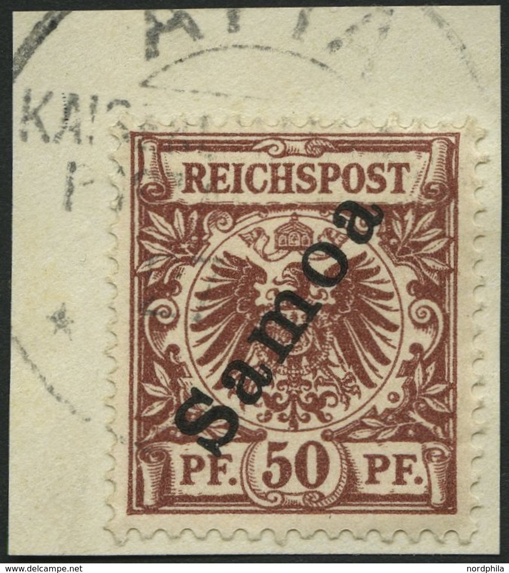 SAMOA 6 BrfStk, 1900, 50 Pf. Lebhaftrötlichbraun, Prachtbriefstück, Mi. 85.- - Samoa