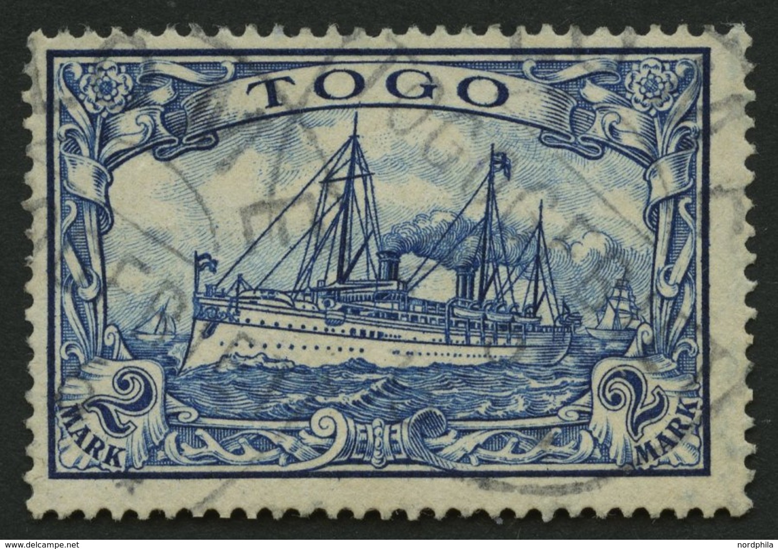 TOGO 17 O, 1900, 2 M. Schwärzlichblau, Pracht, Mi. 100.- - Togo