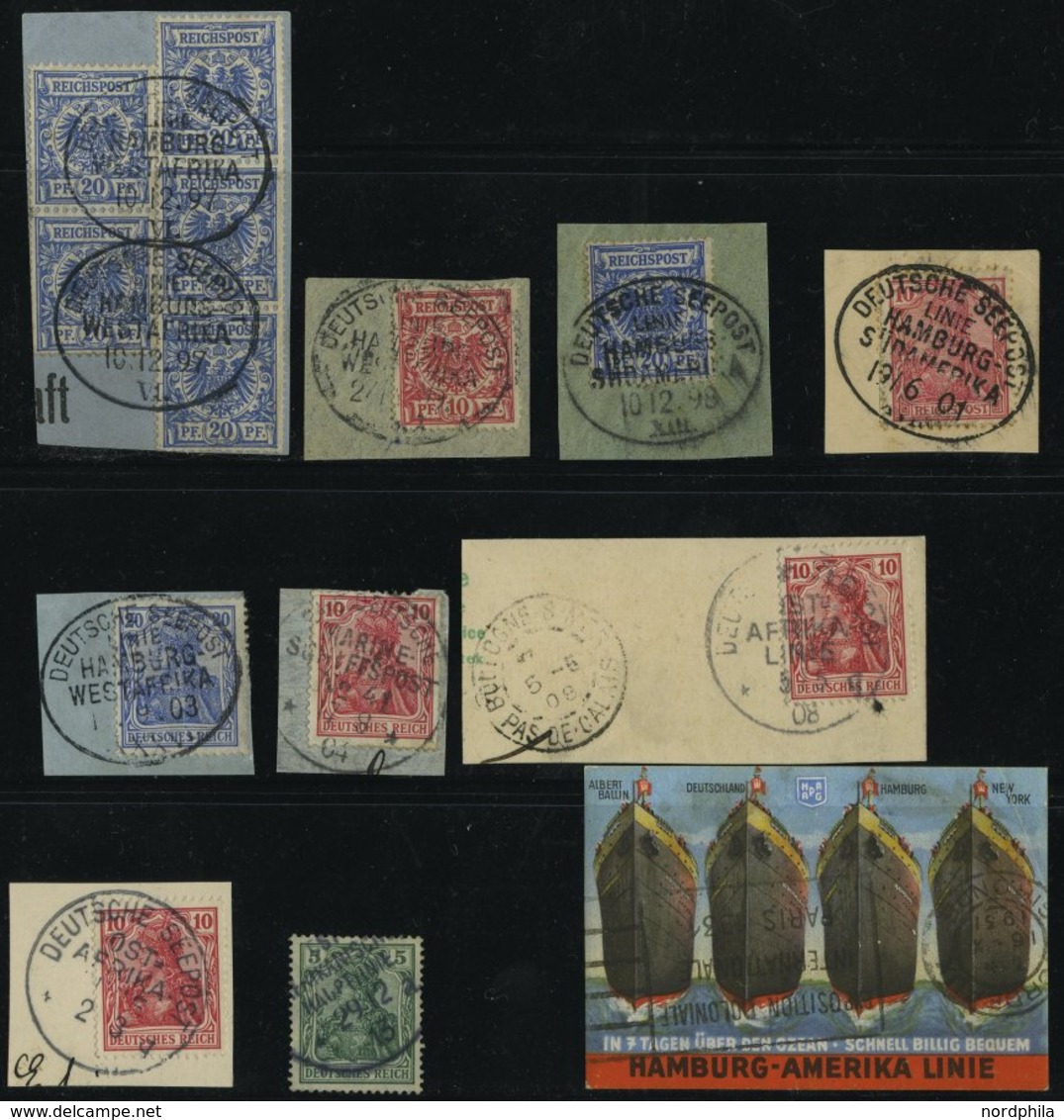 MSP BIS 1914 DR BrfStk,o , 1897-1913, 8 Briefstücke Mit Verschiedenen Seepoststempeln, Fundgrube - Marittimi