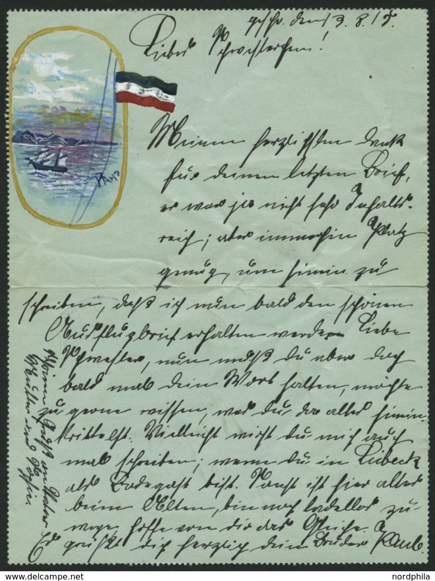 MSP VON 1914 - 1918 9 (SMS DEUTSCHLAND), 14.8.1915, Dekorativer Feldpostkartenbrief, Pracht - Maritiem