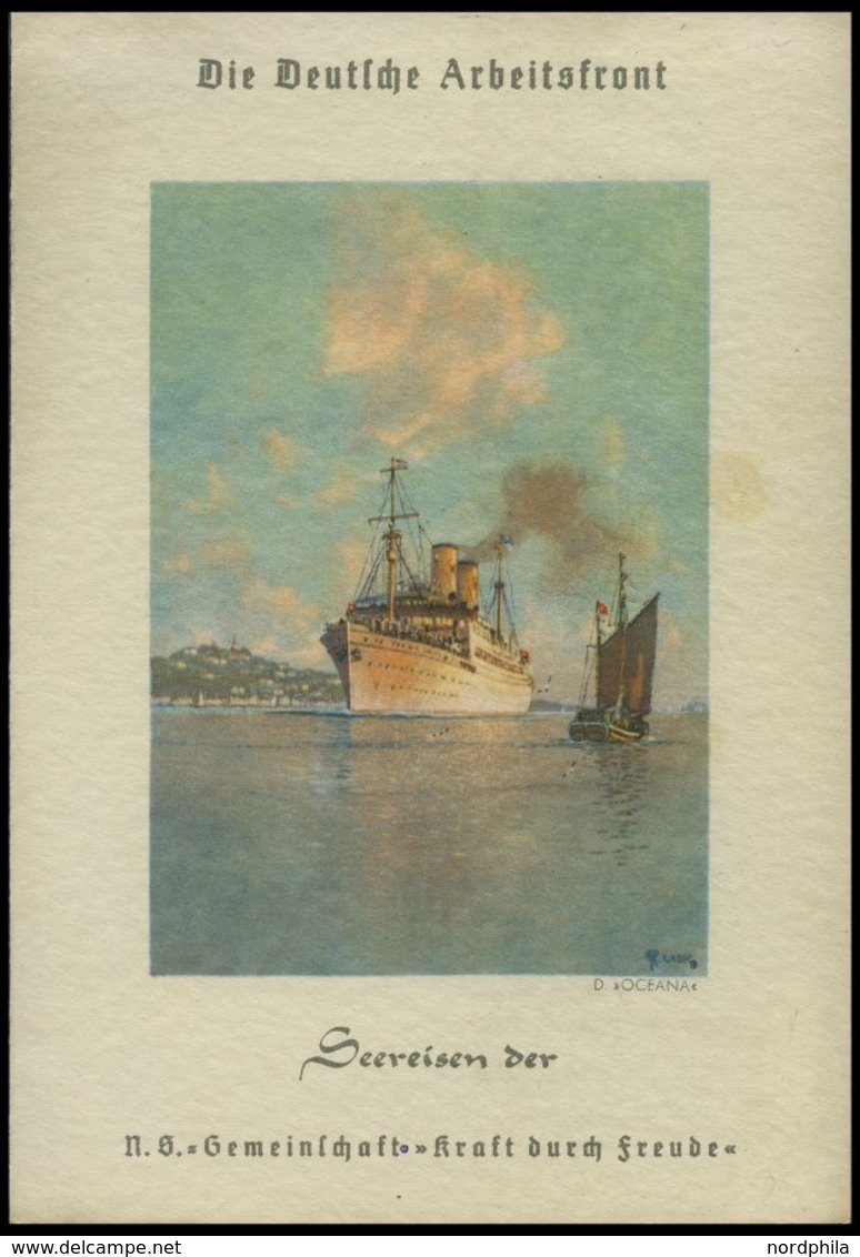 DEUTSCHE SCHIFFSPOST 1938, KDF- Tagesveranstaltungskarte Vom 24. 12., Inklusive Speisenfolge Von Bord Der OCEANA , Feins - Maritiem