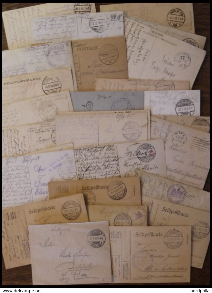 FELDPOST I.WK 1915-18, Partie Von 29 Verschiedenen Feldpostkarten Und Einem Brief, Mit Diversen Briefstempeln, Fast Nur  - Usados