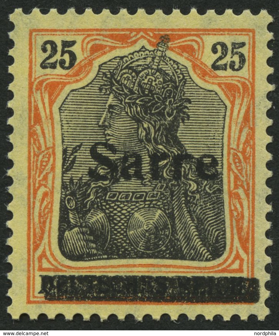 SAARGEBIET 9bI **, 1920, 25 Pf. Gelborange/schwarz Auf Gelbweiß, Pracht, Gepr. Braun, Mi. 90.- - Otros & Sin Clasificación