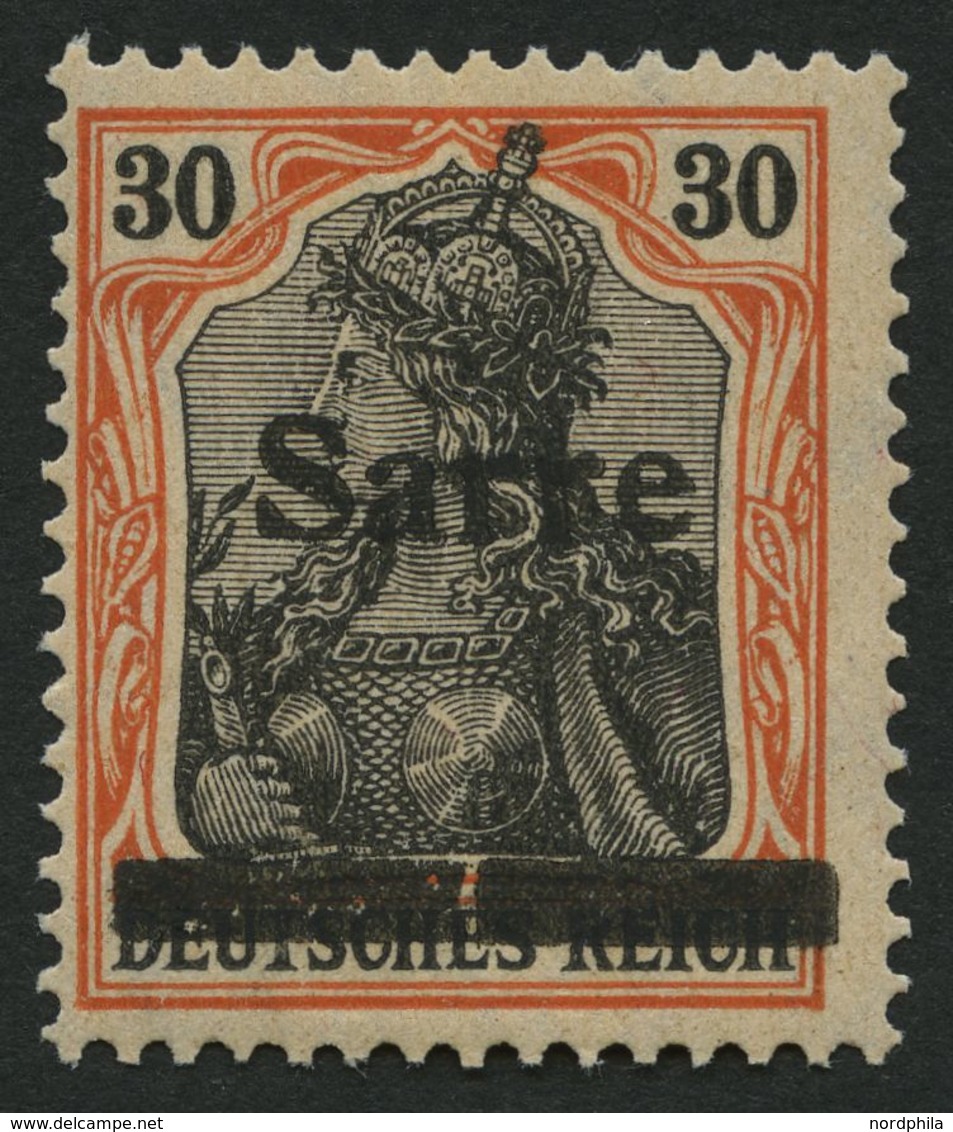 SAARGEBIET 10yIA *, 1920, 30 Pf. Dunkelrotorange/schwarz Auf Orangeweiß, Type I, In Der Mitte Senkrecht Geteilter Balken - Andere & Zonder Classificatie