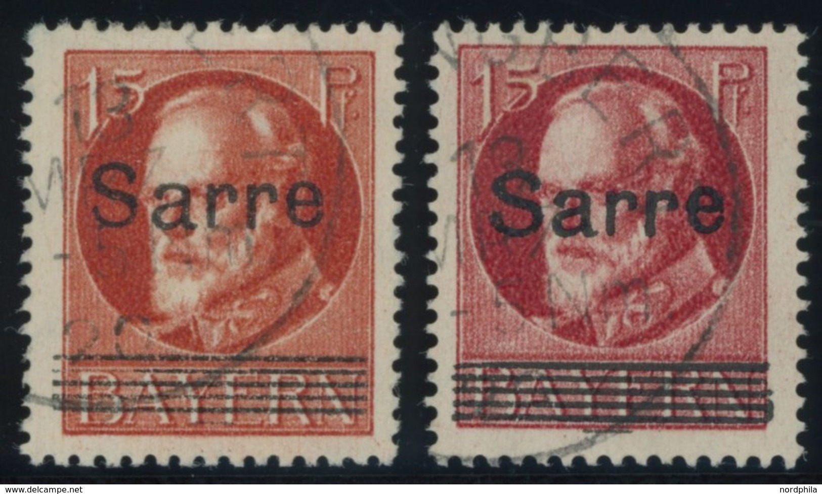 SAARGEBIET 20a,c O, 1920, 15 Pf. Rot Und Lebhaftkarminrot, 2 Prachtwerte, Gepr. Braun, Mi. 90.- - Other & Unclassified