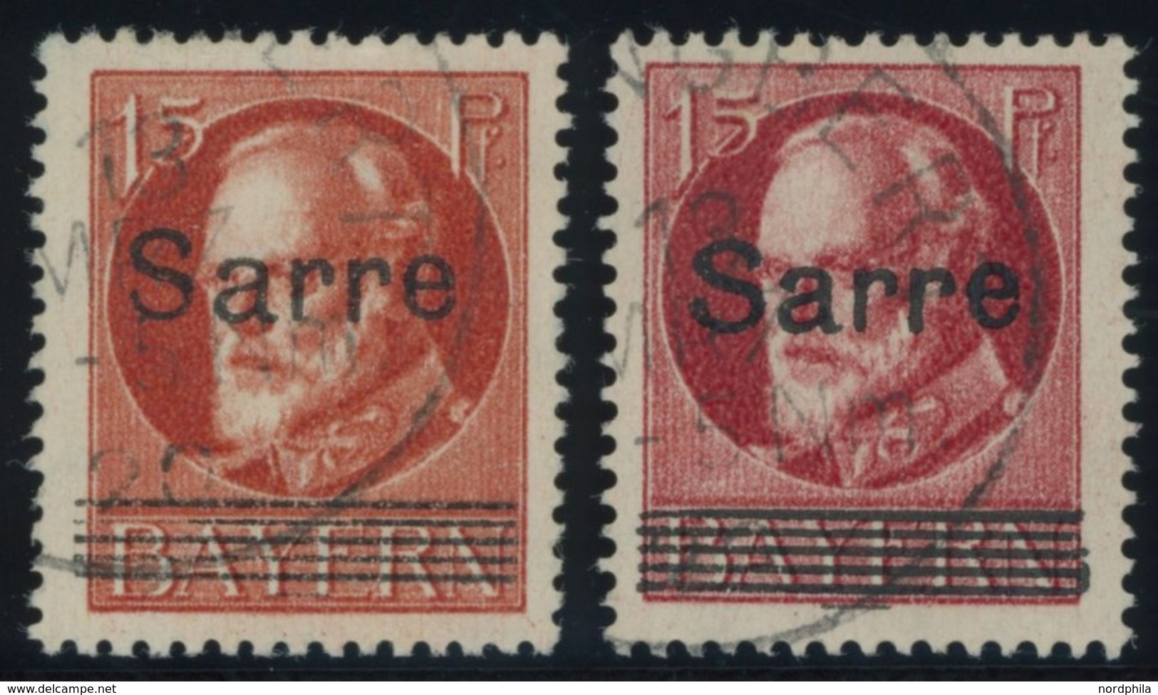 SAARGEBIET 20a,c O, 1920, 15 Pf. Rot Und Lebhaftkarminrot, 2 Prachtwerte, Gepr. Braun, Mi. 90.- - Autres & Non Classés