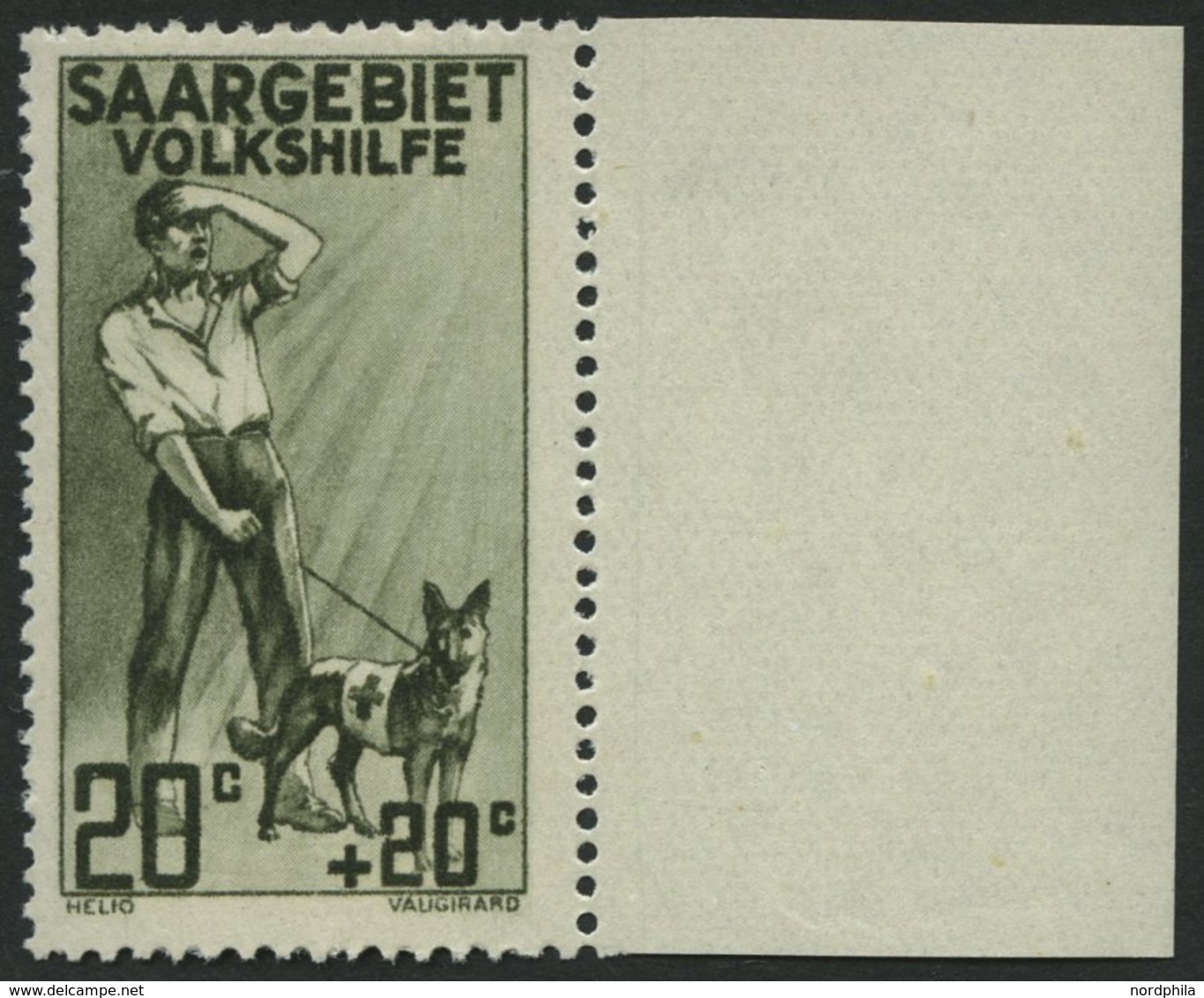 SAARGEBIET 104III **, 1926, 20 Pf. Volkshilfe Mit Abart Apostroph Zwischen L Und K In Volkshilfe Retuschiert (weißer Fle - Andere & Zonder Classificatie