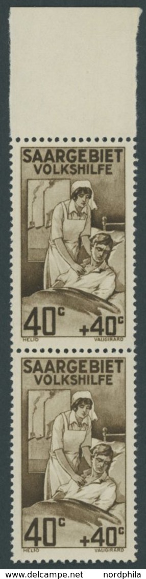 SAARGEBIET 105II **, 1926, 40 Pf. Krankenpflege Mit Plattenfehler Punkt Unten Zwischen Den Beiden Kaminen, Im Senkrechte - Otros & Sin Clasificación