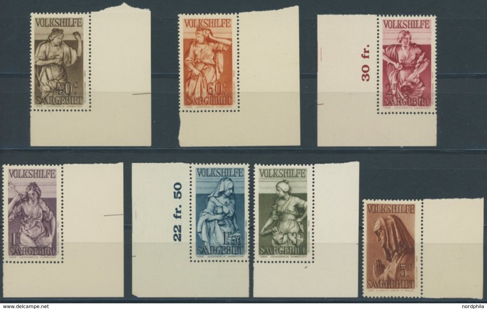 SAARGEBIET 171-77 **, 1934, Standbilder, Randstücke, Prachtsatz, Mi. 280.- - Autres & Non Classés