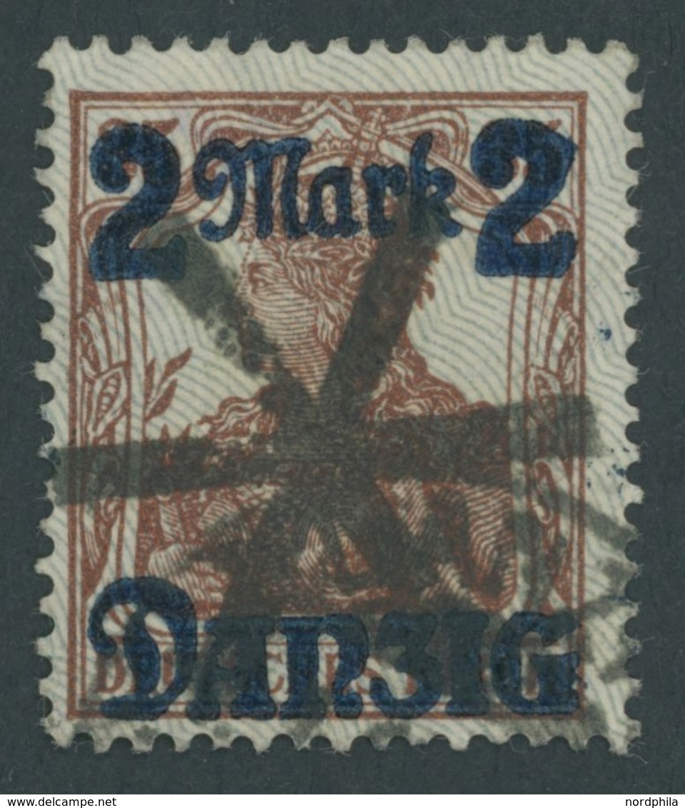 FREIE STADT DANZIG 28II O, 1920, 2 M. Auf 35 Pf., Hellgrauer Netzunterdruck, Spitzen Nach Unten, Zeitgerechte Entwertung - Autres & Non Classés