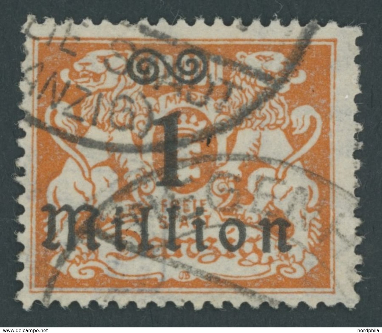 FREIE STADT DANZIG 163 O, 1923, 1 Mio. Auf 10000 M. Rotorange, Zeitgerechte Entwertung TIEGENH(OF), Ein Paar Verkürzte Z - Other & Unclassified