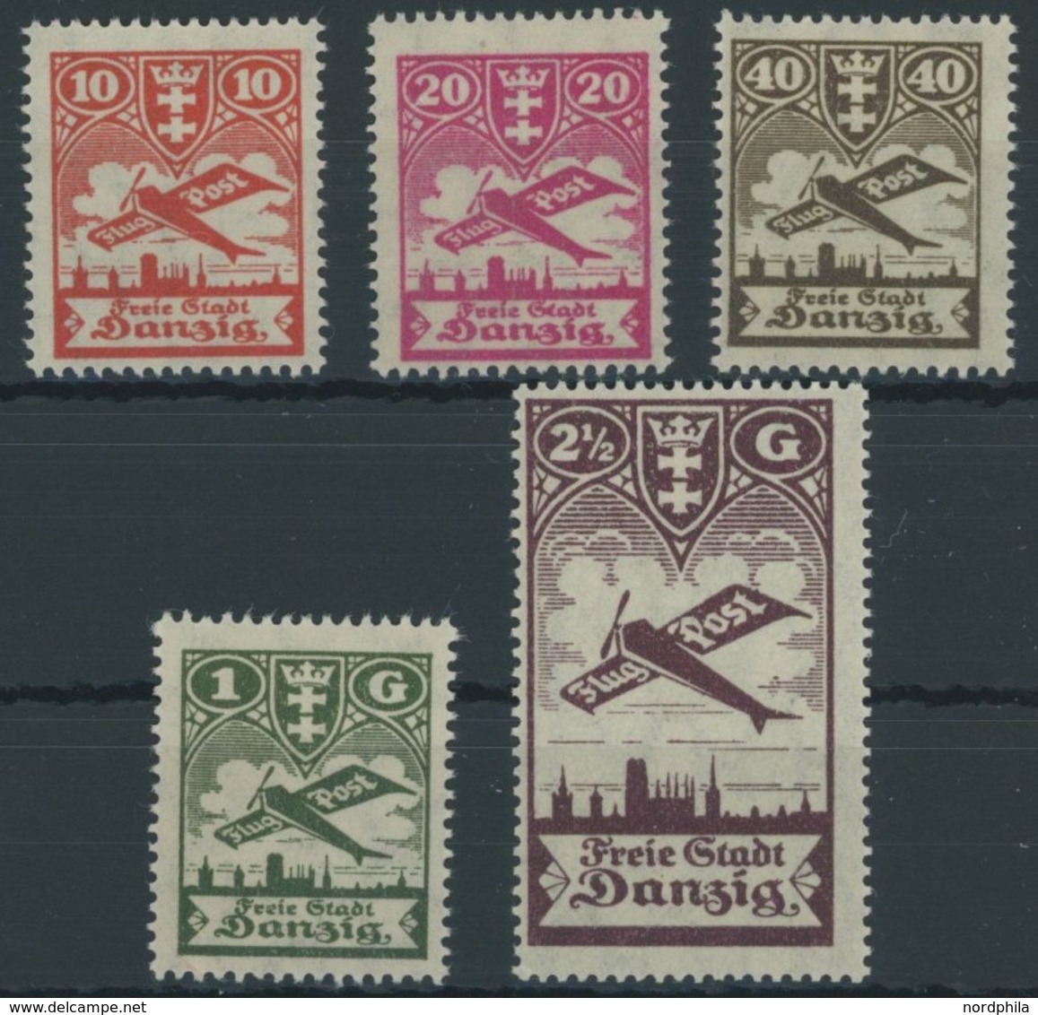 FREIE STADT DANZIG 202-06 **, 1924, Flugpost, Postfrischer Prachtsatz, Mi. 220.- - Autres & Non Classés