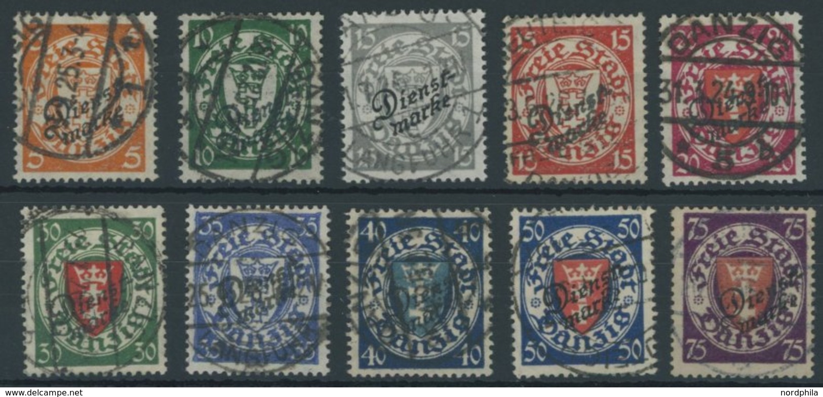 DIENSTMARKEN D 41-45,47-51 O, 1924, Staatswappen, Bis Auf 25 Pf. Kompletter Satz, 10 Prachtwerte, Alle Geprüft, Mi. 268. - Otros & Sin Clasificación