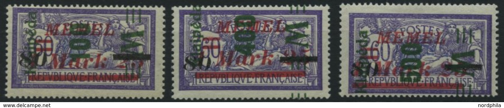 MEMELGEBIET 164-66 **, 1923, Grüner Aufdruck, Postfrischer Prachtsatz, Mi. 55.- - Klaipeda 1923