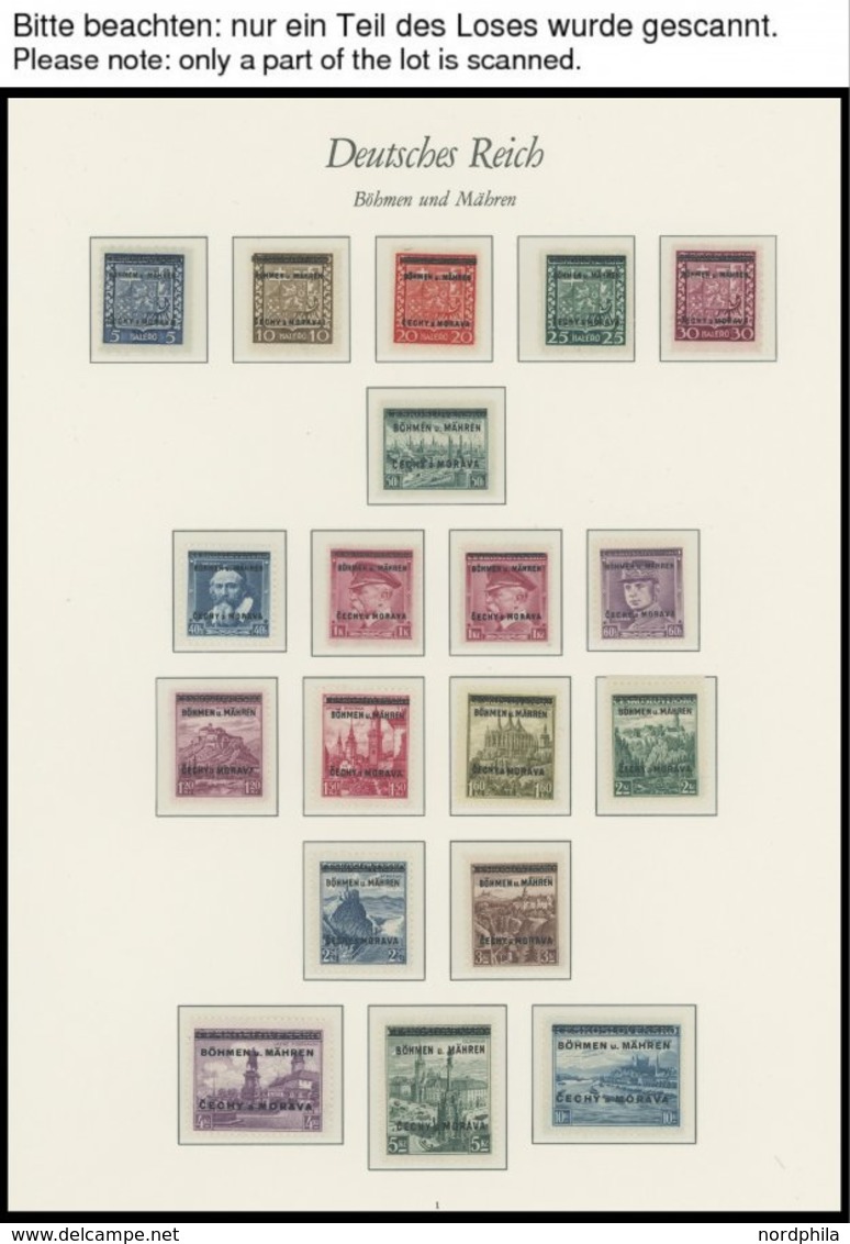 BÖHMEN UND MÄHREN **, Komplette Postfrische Sammlung Böhmen Und Mähren Von 1939-45 Auf Borek Falzlosseiten, Prachterhalt - Autres & Non Classés