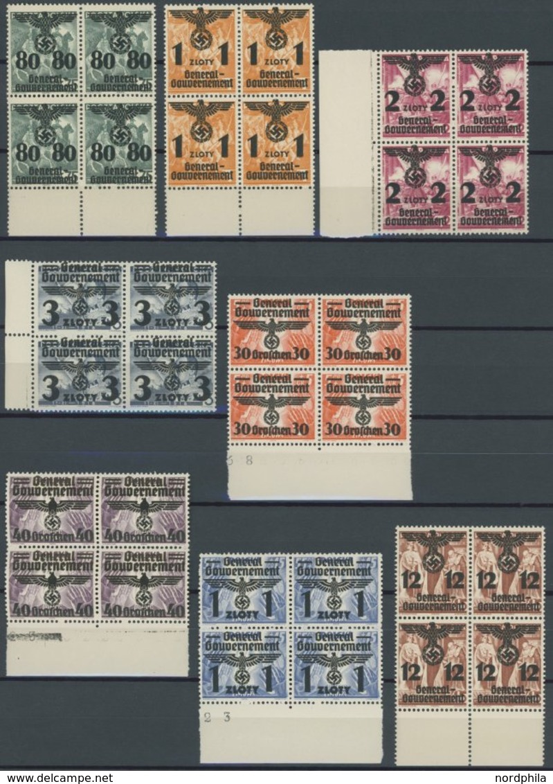 GENERALGOUVERNEMENT 14-39 VB **, 1940, Freimarken In Viererblocks, Postfrischer Prachtsatz, Mi. (680.-) - Ocupación 1938 – 45