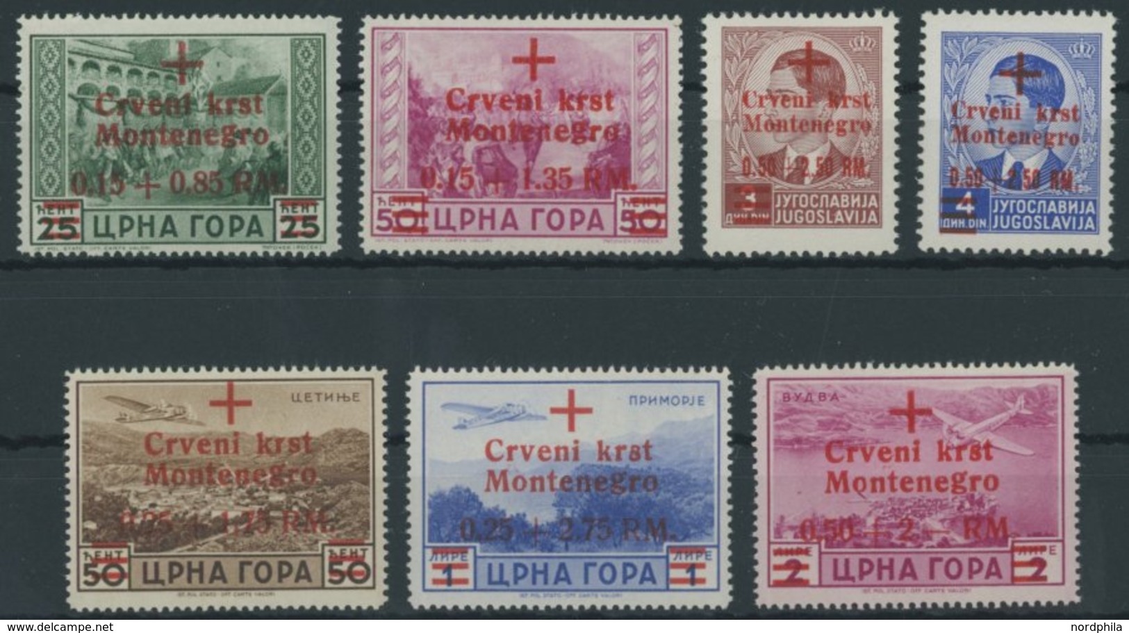 MONTENEGRO 29-35 **, 1944, Rotes Kreuz, Prachtsatz, Mi. 350.- - Occupazione 1938 – 45