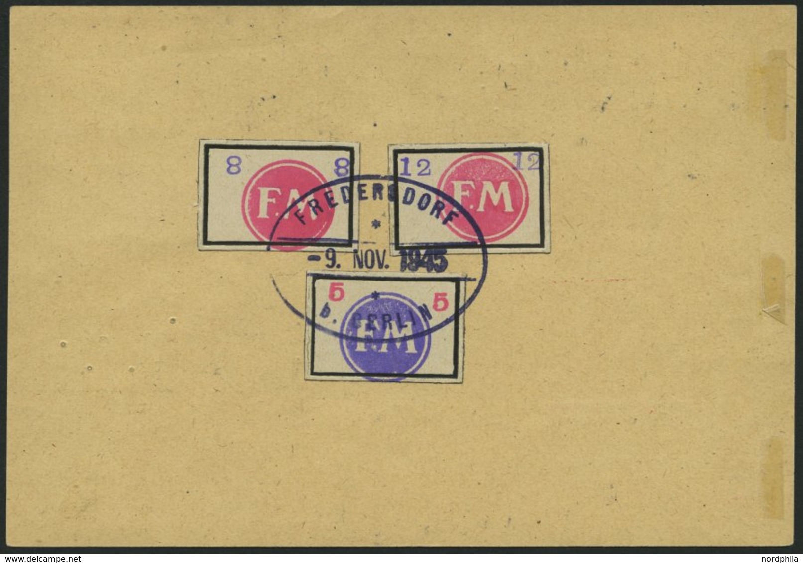 FREDERSDORF Sp 227FI,30 BRIEF, 1945, 6 Pf., Rahmengröße 28x19 Mm, Große Wertziffern, Mit Abart Wertziffern Bläulichviole - Correos Privados & Locales