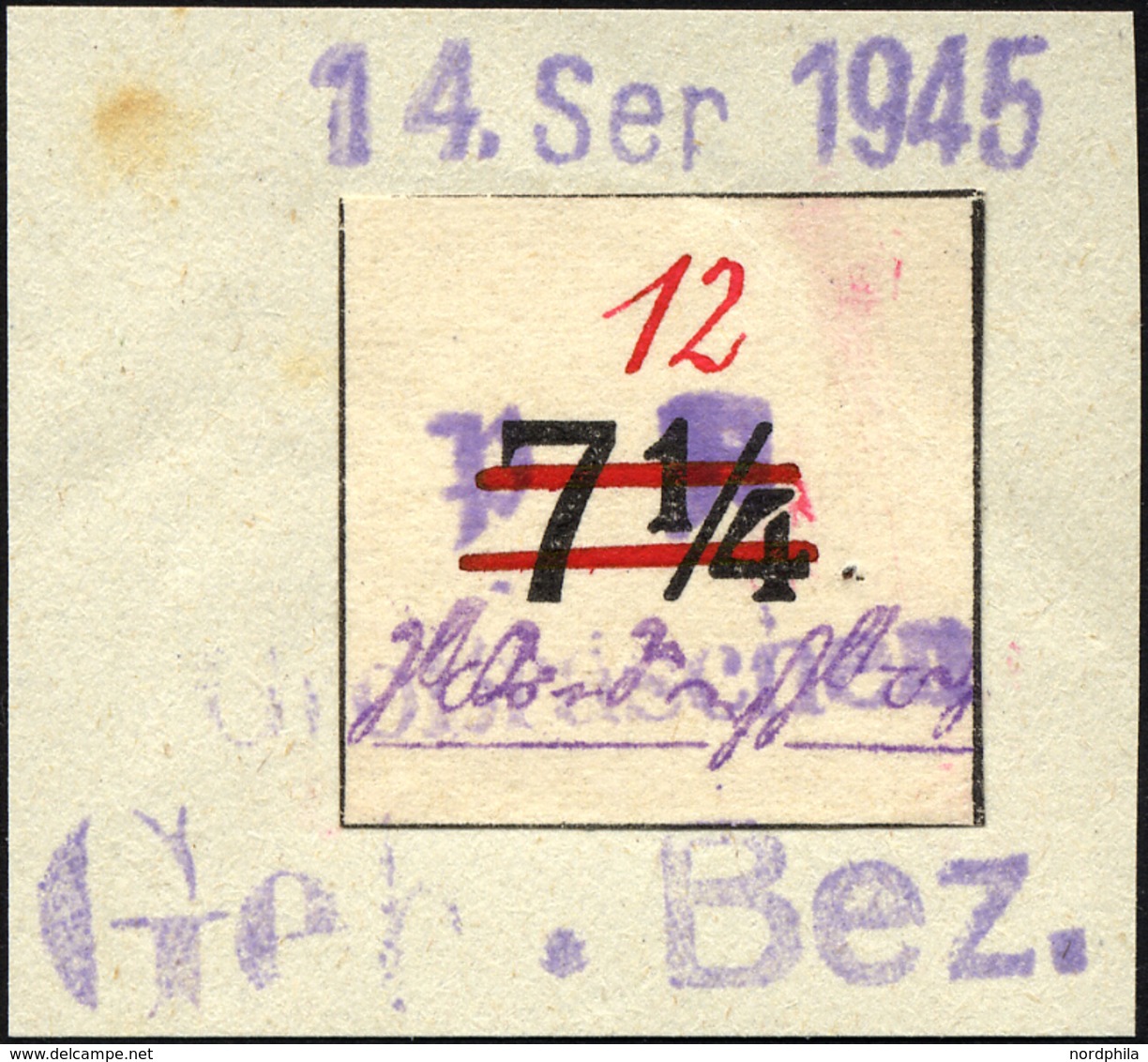 GROSSRÄSCHEN-VORLÄUFER V 26U BrfStk, 1945, 12 Pf. Rot, Ungezähnt, Prachtbriefstück, Fotobefund Kunz, Mi. (600.-) - Postes Privées & Locales