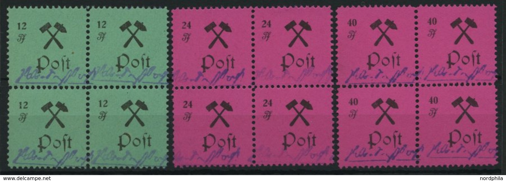 GROSSRÄSCHEN 25-27aI VB **, 1945, 12 - 40 Pf., Type I, In Viererblocks, Pracht, Mi. 760.- - Correos Privados & Locales