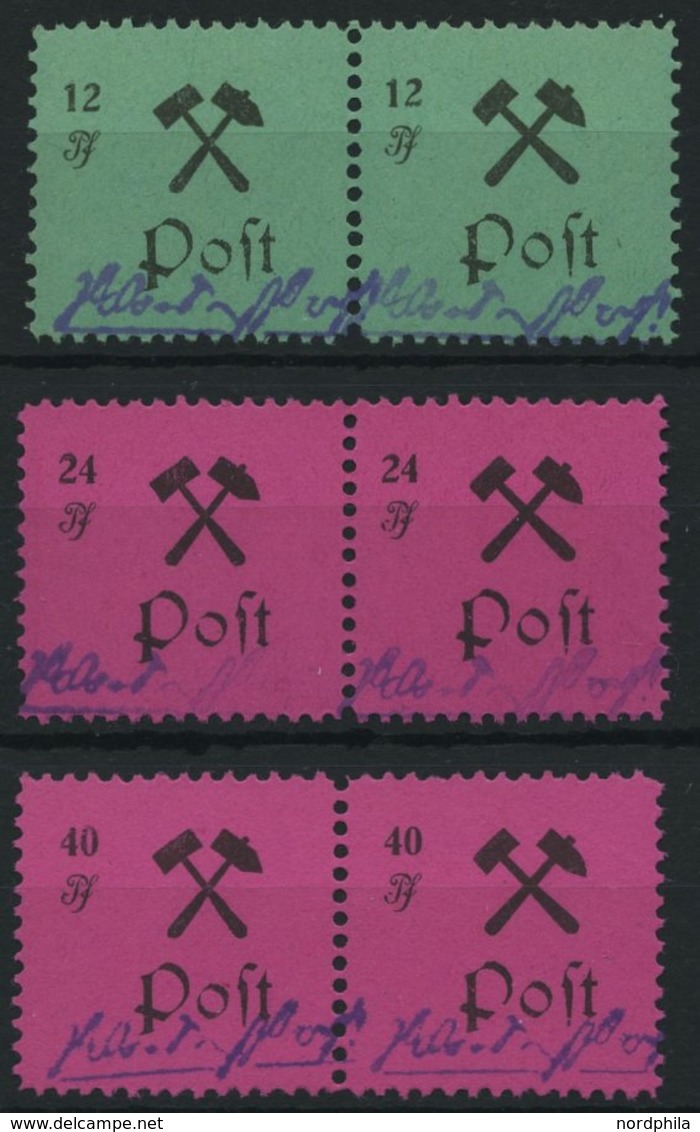 GROSSRÄSCHEN 25-27IIPFI **, 1945, 12 - 40 Pf., Type II, Je Mit Plattenfehler P Von Post Offen (Feld 2), In Waagerechten  - Private & Local Mails