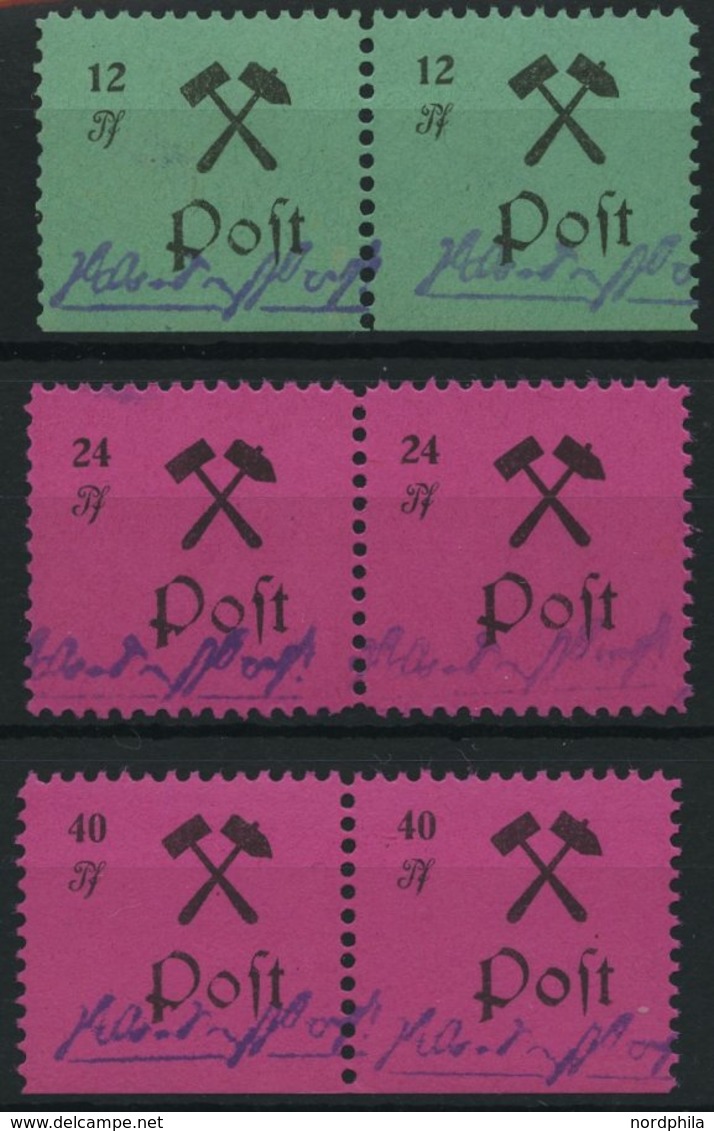 GROSSRÄSCHEN 25-27IPFV **, 1945, 12 - 40 Pf., Type I, Je Mit Plattenfehler Kerbe Im Unteren Bogen Des P (Feld 13), In Wa - Postes Privées & Locales