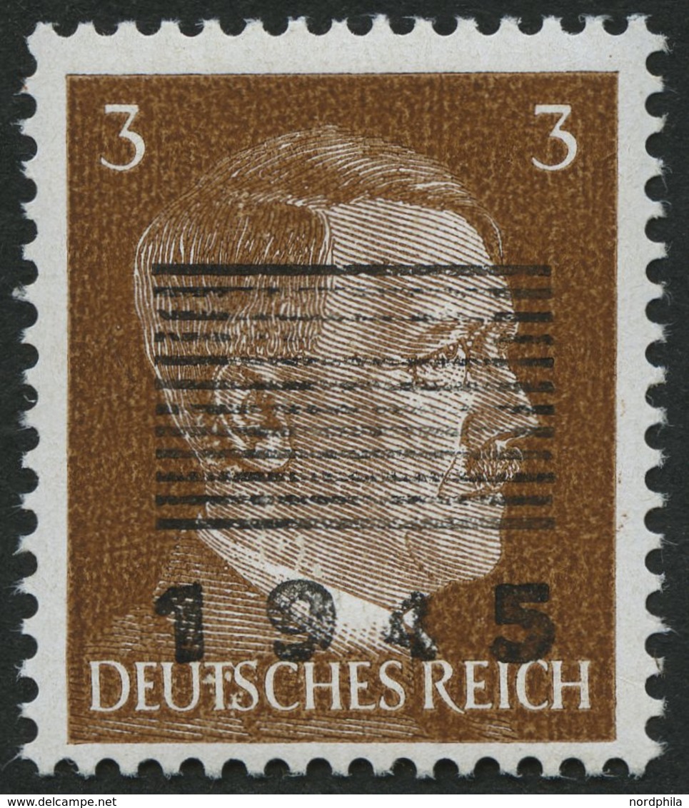 NETZSCHKAU-REICHENBACH 2P **, Probedruck: 1945, 3 Pf. Mit Aufdruck Von 12 Waagerechten Streifen Und 1945, Pracht, Gepr.  - Correos Privados & Locales