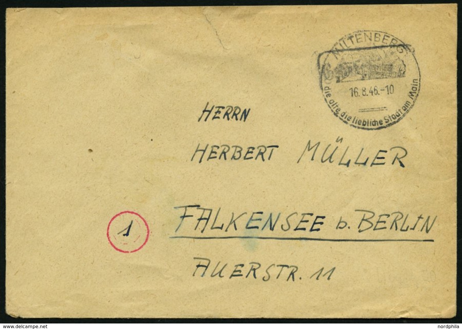 ALL. BES. GEBÜHR BEZAHLT MILTENBERG (Ortswerbestempel), 16.8.46, R1 Gebühr Bezahlt, Brief Feinst - Otros & Sin Clasificación