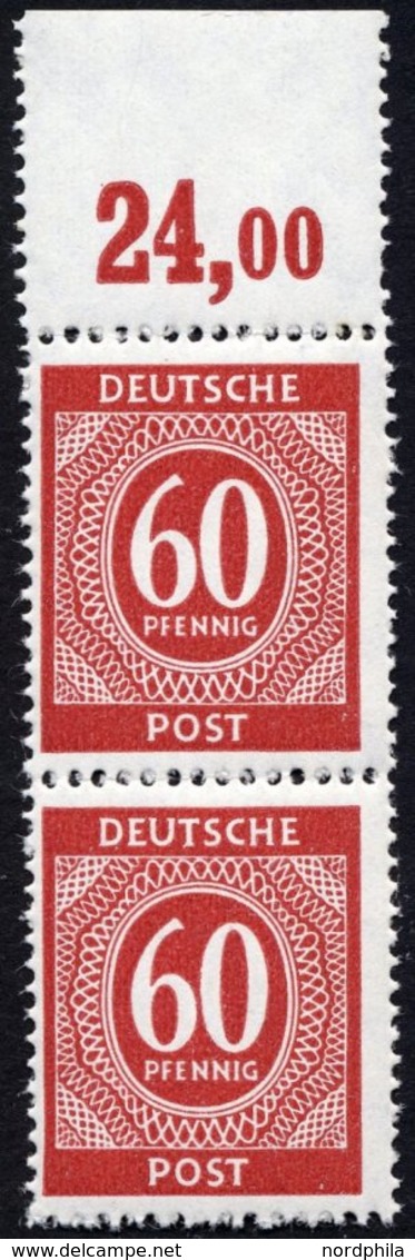 ALLIIERTE BES. 933dPOR **, 1946, 60 Pf. Schwärzlichrosa, Oberrandstück, Plattendruck, Durchgezähnt, Pracht, Mi. 150.- - Andere & Zonder Classificatie