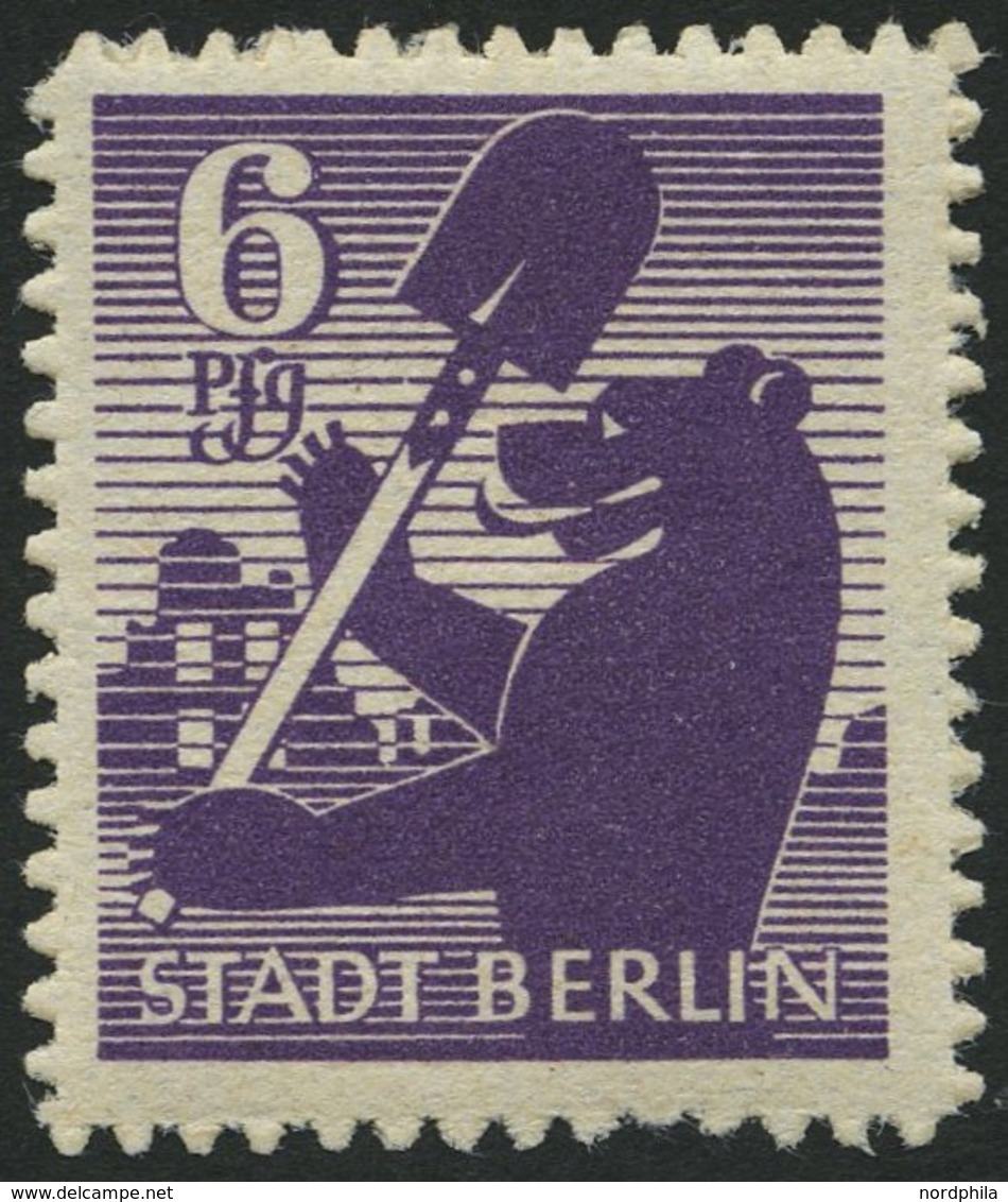 BERLIN UND BRANDENBURG 2Bb **, 1945, 6 Pf. Dunkelgrauviolett, Durchstochen, Pracht, Kurzbefund Ströh, Mi. 600.- - Otros & Sin Clasificación