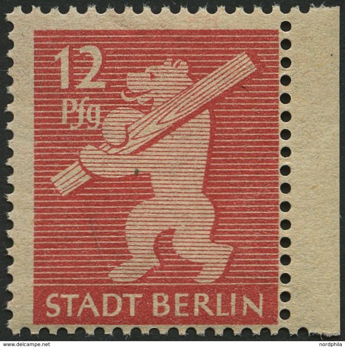 BERLIN UND BRANDENBURG 5AAwax **, 1945, 12 Pf. Mittelkarminrot, Graurosa Papier, Glatte Gummierung, Pracht, Gepr. Zierer - Autres & Non Classés