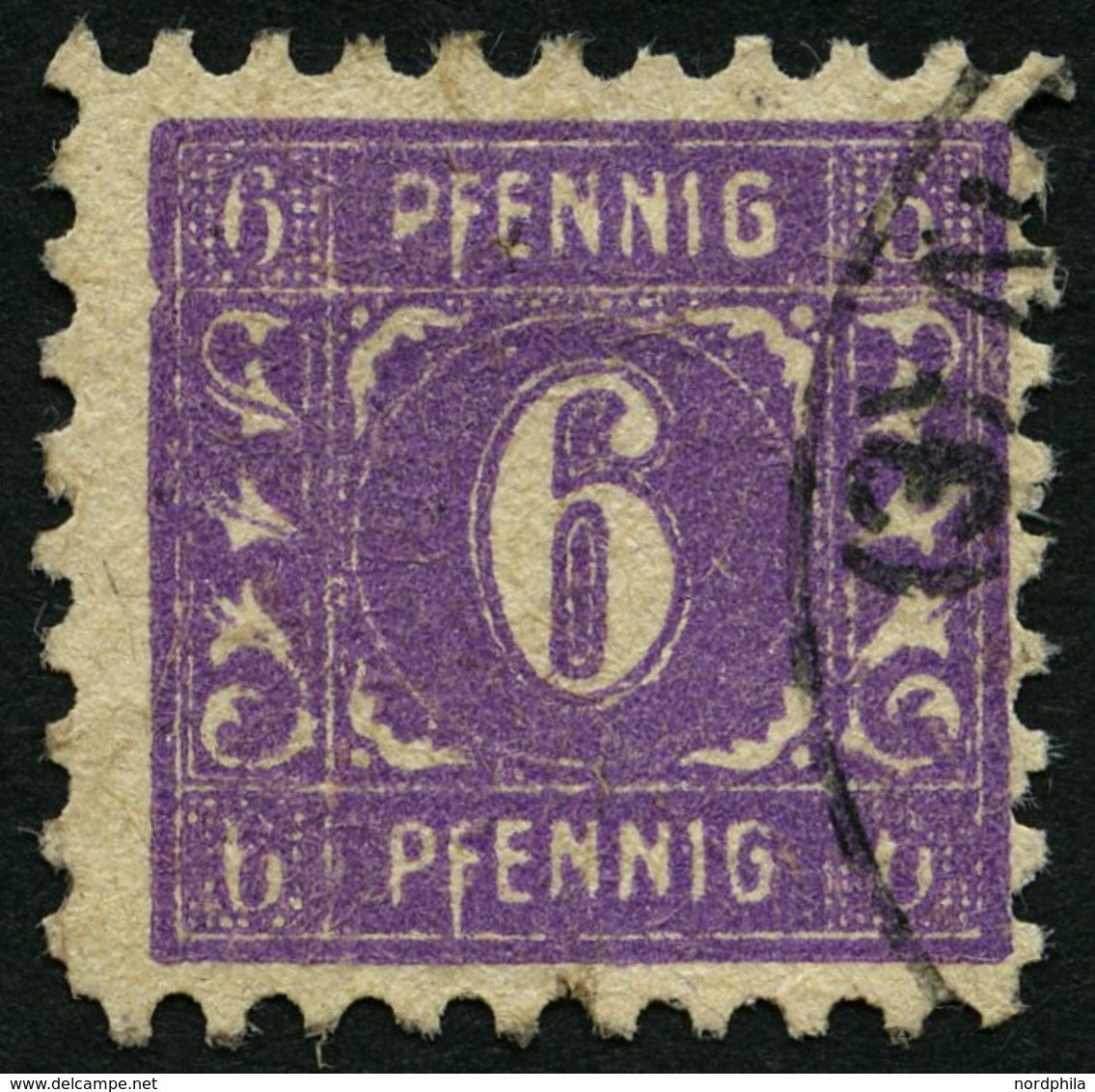 MECKLENBURG-VORPOMMERN 9aXVIII O, 1945, 6 Pf. Dunkelrotviolett Mit Abart F In Beiden Pfennig Nach Unten Stark Verlängert - Andere & Zonder Classificatie