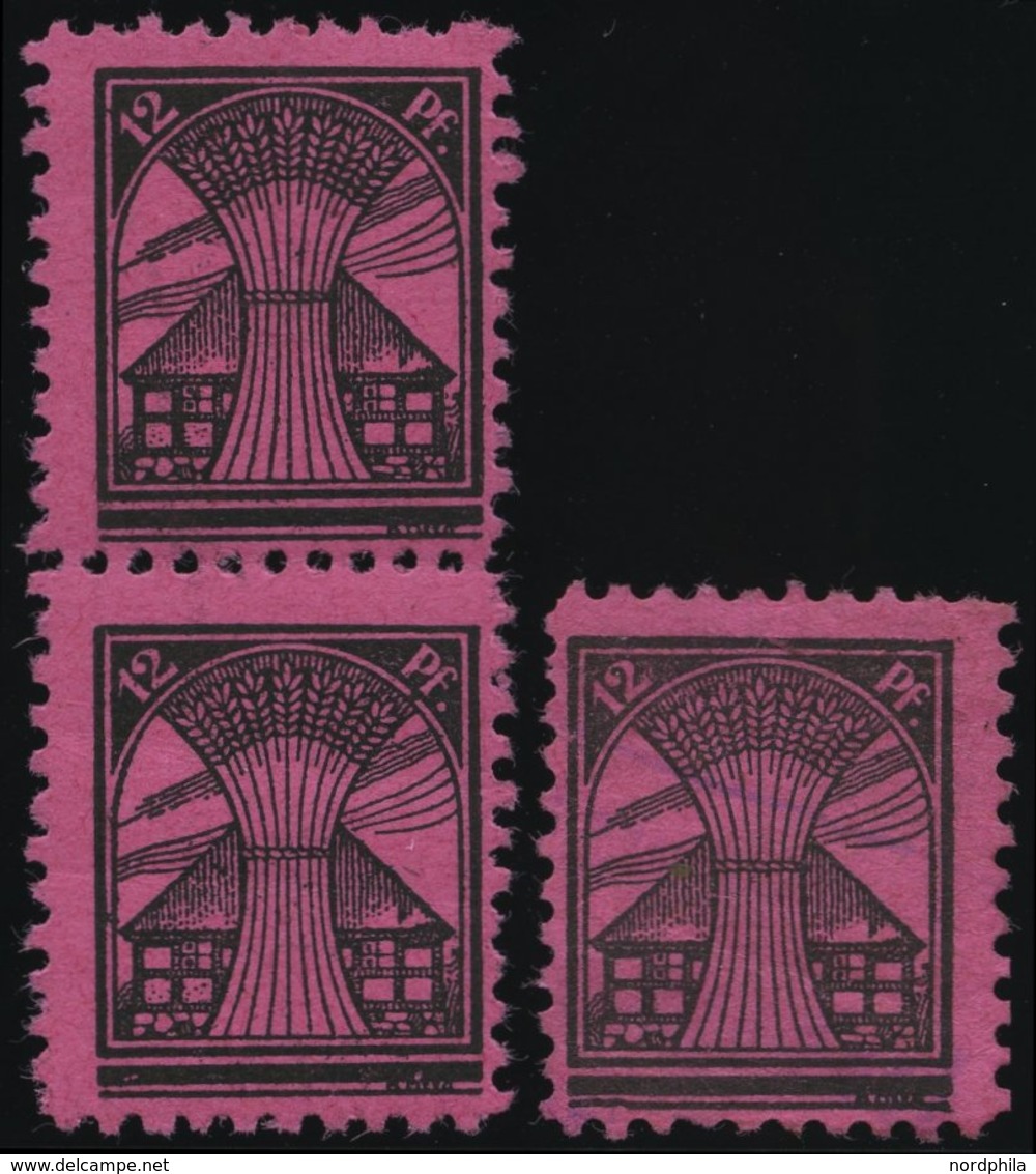 MECKLENBURG-VORPOMMERN 16IPFIII,IV *, **, 1945, 12 Pf. Schwarz Auf Lilarosa Mit Plattenfehler Unterste Randlinie Ganz Li - Altri & Non Classificati