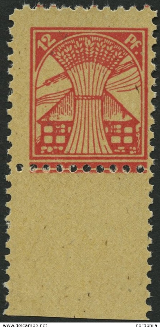 MECKLENBURG-VORPOMMERN 18cG **, 1945, 12 Pf. Rosarot, Druck Auf Gummiseite, Unterrandstück, Pracht, Fotobefund Kramp, Mi - Otros & Sin Clasificación