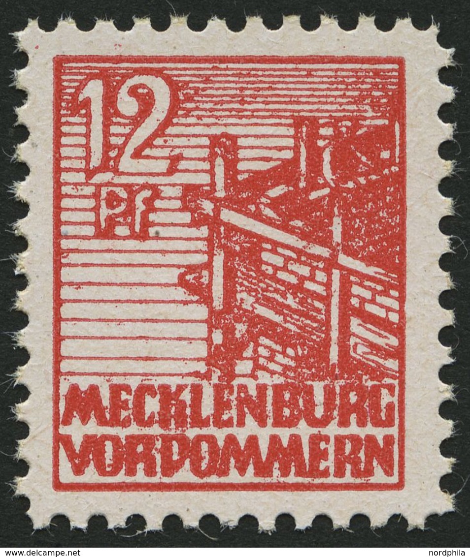 MECKLENBURG-VORPOMMERN 36xcc **, 1946, 12 Pf. Schwärzlichgraurot, Kreidepapier, Pracht, Gepr. Kramp, Mi. 320.- - Otros & Sin Clasificación