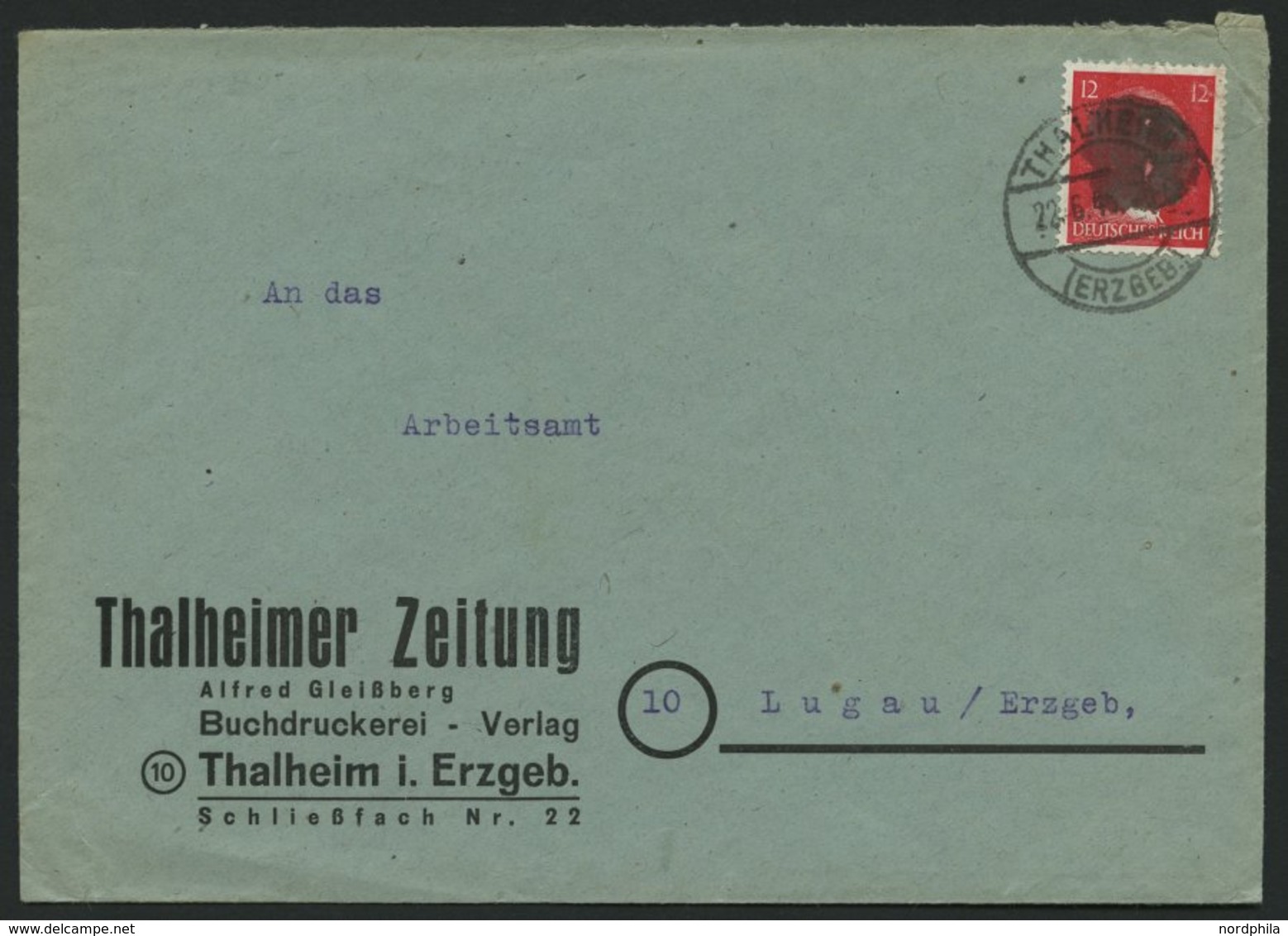 SÄCHSISCHE SCHWÄRZUNGEN AP 827I BRIEF, THALHEIM (ERZGEBIRGE), 12 Pf. Rot Auf Brief, Pracht - Altri & Non Classificati