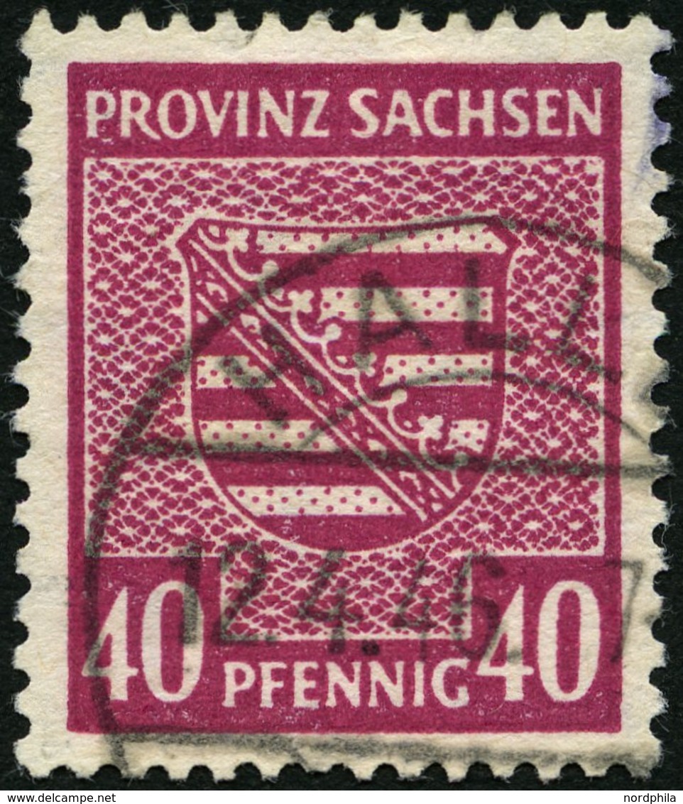 PROVINZ SACHSEN 84Yc O, 1945, 40 Pf. Dunkelbräunlichlila, Wz. 1Y, üblich Gezähnt Pracht, Gepr. Ströh, Mi. 110.- - Altri & Non Classificati