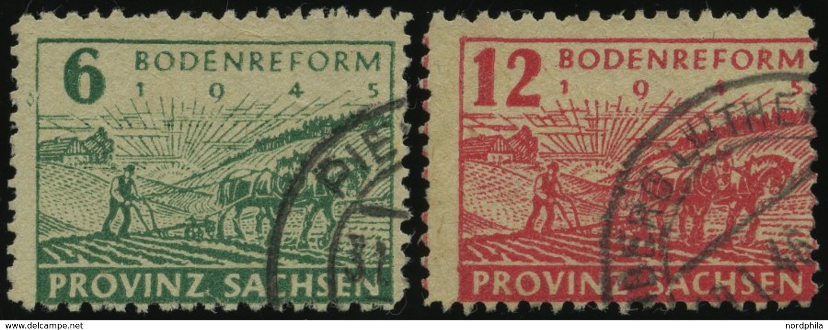 PROVINZ SACHSEN 85/6waA O, 1945, Bodenreform, Vierseitig Gezähnt, Pracht, Gepr. Ströh, Mi. 60.- - Autres & Non Classés