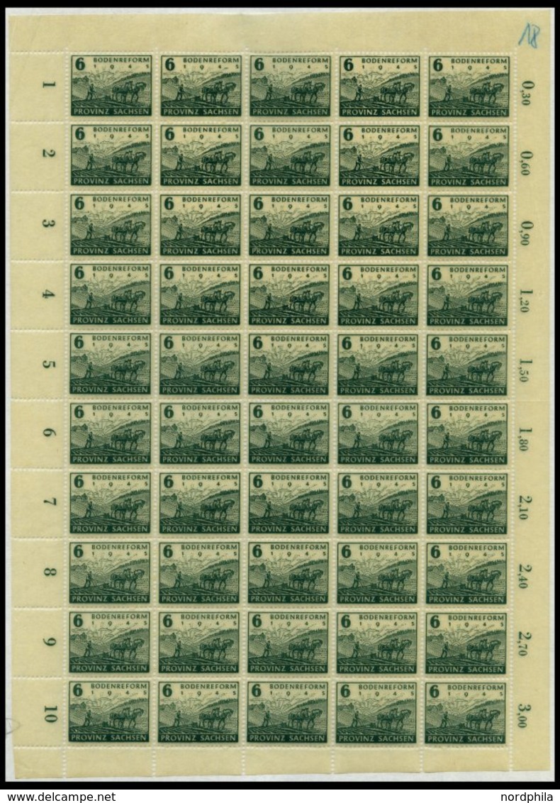 PROVINZ SACHSEN 90/1Z **, 1946, Bodenreform Auf Zigarettenpaier Mit Normalstehendem Wz. Im Bogensatz (50), Pracht, Mi. 1 - Otros & Sin Clasificación