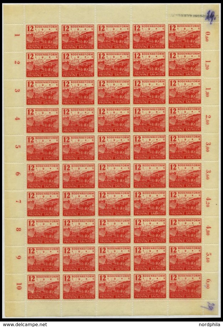 PROVINZ SACHSEN 90/1Z **, 1946, Bodenreform Auf Zigarettenpaier Mit Normalstehendem Wz. Im Bogensatz (50), Pracht, Mi. 1 - Autres & Non Classés