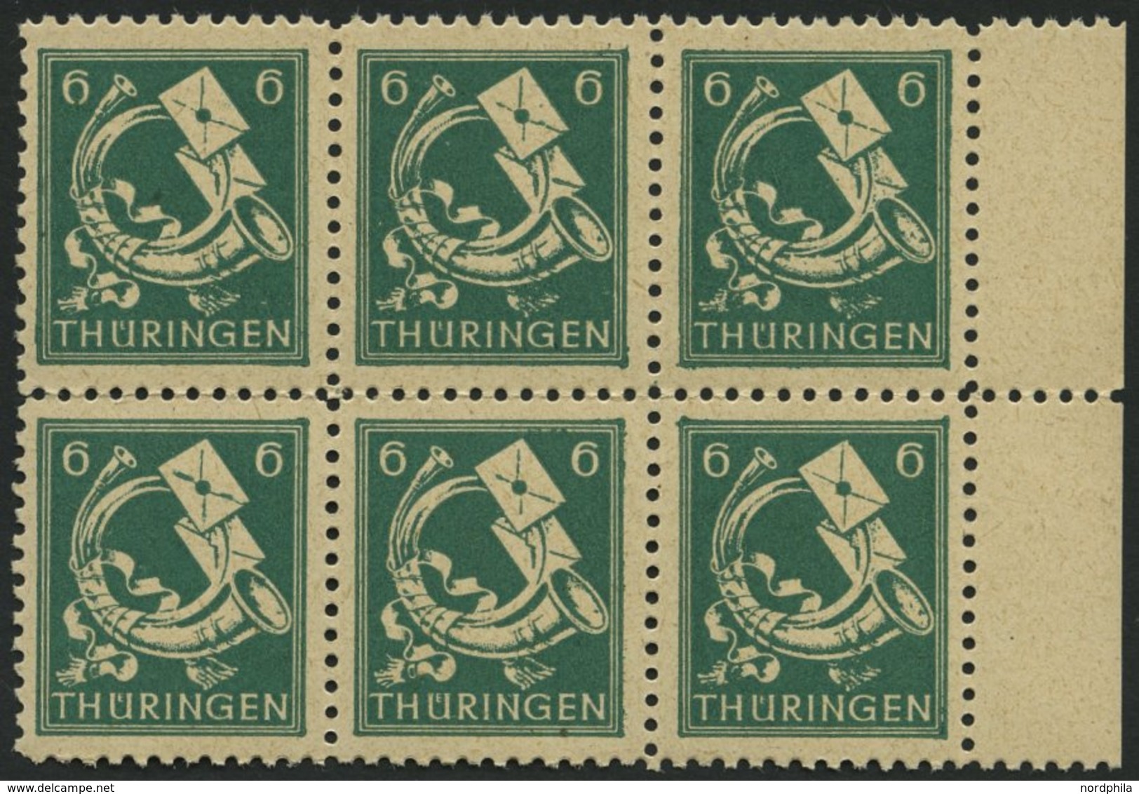 THÜRINGEN 95AXbs **, 1945, 6 Pf. Schwärzlichbläulichgrün, Vollgummierung, Hellchromgelbes Papier, Hochglanzgummierung, I - Otros & Sin Clasificación