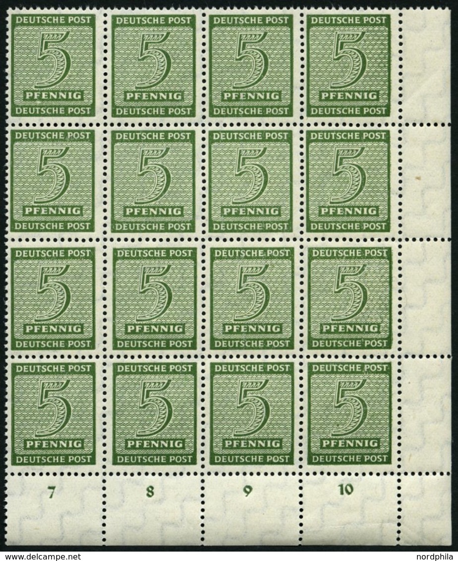 WEST-SACHSEN 128XIII **, 1945, 5 Pf. Schwärzlicholivgrün, Wz. 1X, Im 16er-Block Aus Der Rechten Unteren Bogenecke, Dabei - Other & Unclassified