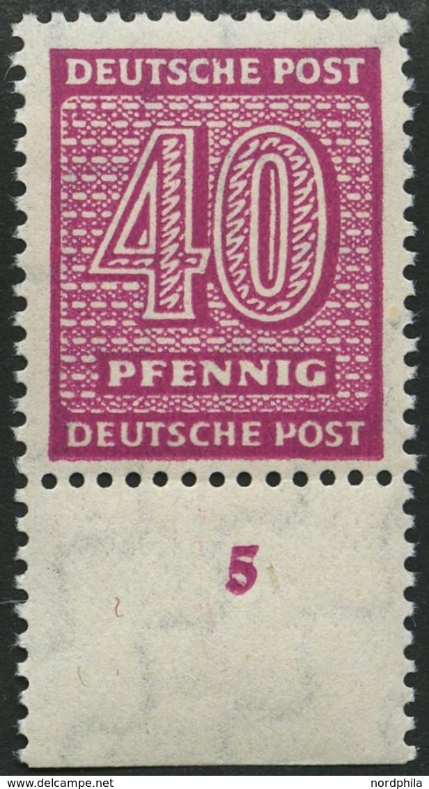 WEST-SACHSEN 136Xc **, 1945, 40 Pf. Lebhaftrotlila, Wz. 1X, Unterrandstück, Pracht, Gepr. Dr. Jasch, Mi. 300.- - Andere & Zonder Classificatie