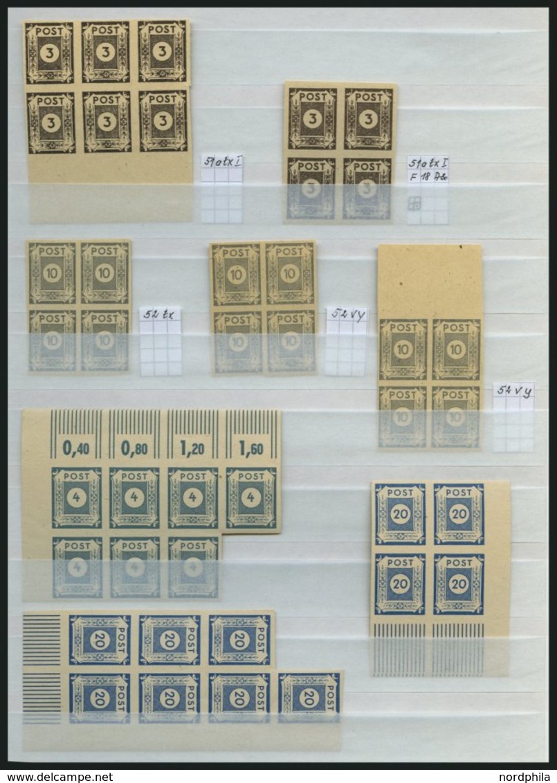 SAMMLUNGEN, LOTS VB **, Interessante Viererblock-Sammlung SBZ, Ohne Mecklenburg-Vorpommern, Meist Kleinere Werte, Insges - Autres & Non Classés