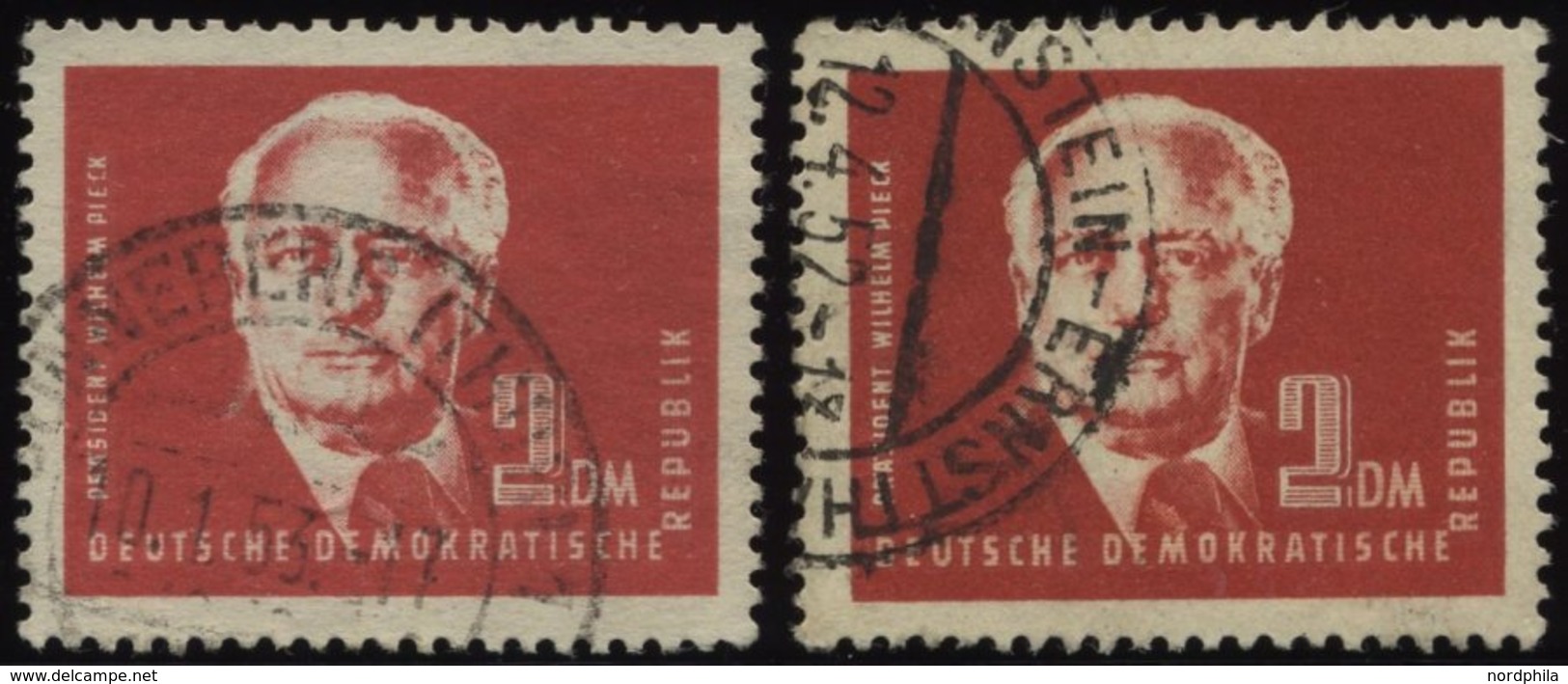 DDR 254ca,cb O, 1950, 2 DM Bräunlichrot Und Schwärzlichorangerot Pieck, 2 Prachtwerte, Gepr. Schönherr, Mi. 62.- - Gebruikt