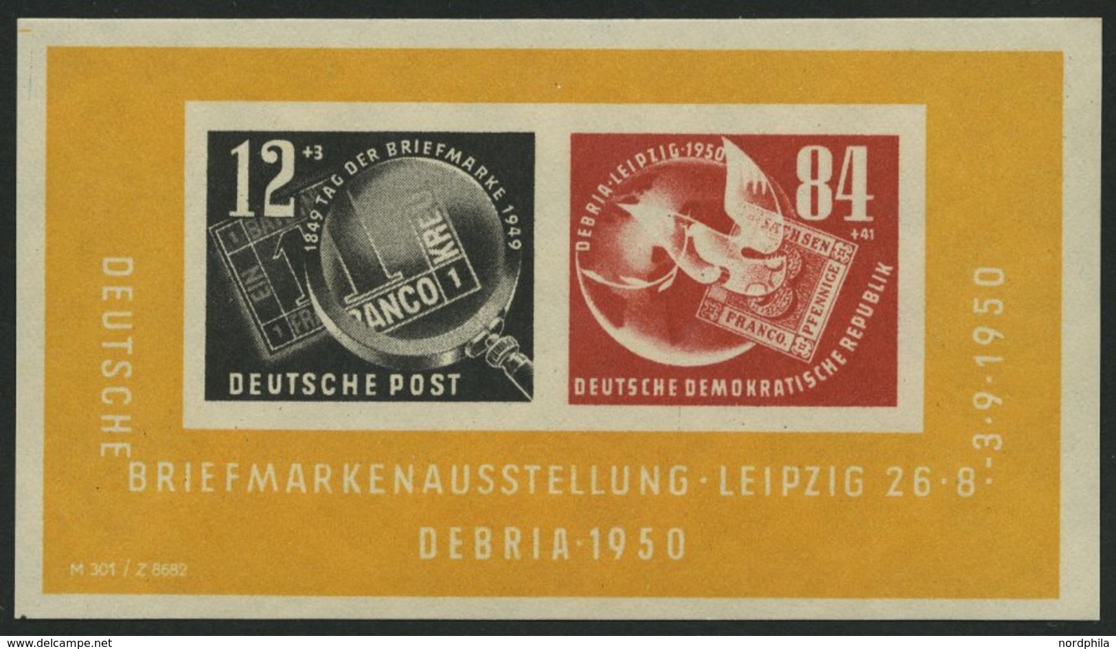 DDR Bl. 7 **, 1950, Block Debria, Pracht, Mi. 150.- - Usati