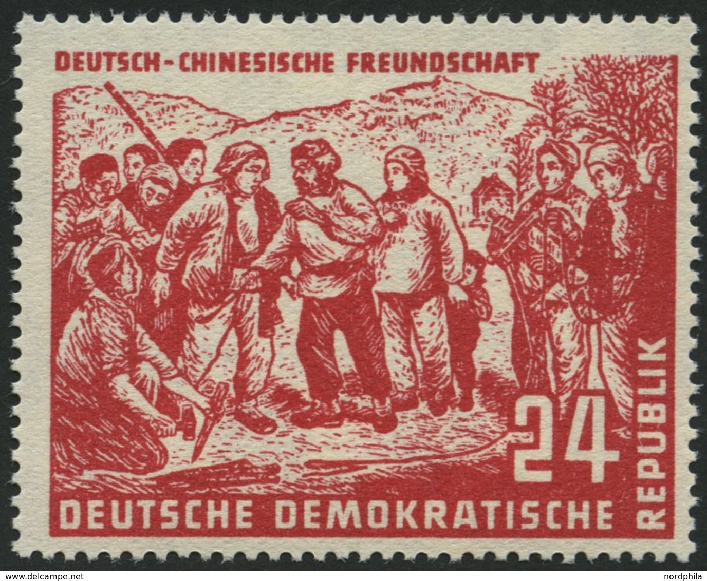 DDR 287 **, 1951, 24 Pf. Chinesen, Pracht, Mi. 130.- - Oblitérés